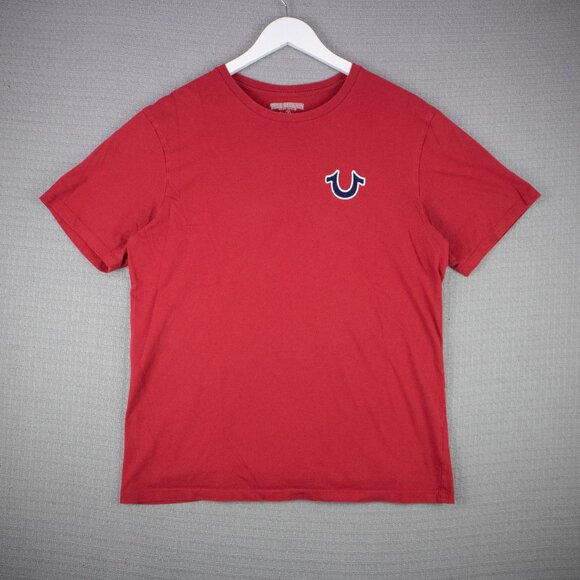 True Religion Logo Tee Buddha Mens Large Red - Picture 2 of 8
